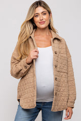 Taupe Quilted Maternity Jacket