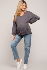 Charcoal Front Pocket Maternity Hoodie