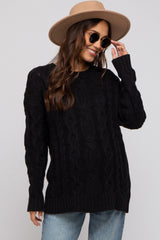 Black Chunky Cable Knit Maternity Sweater