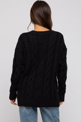 Black Chunky Cable Knit Maternity Sweater