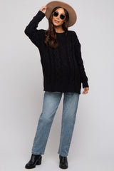 Black Chunky Cable Knit Maternity Sweater