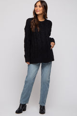 Black Chunky Cable Knit Maternity Sweater