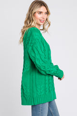 Green Chunky Cable Knit Sweater