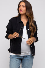 Black Basic Maternity Denim Jacket