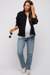 Black Basic Maternity Denim Jacket