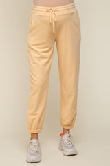 Yellow Drawstring Maternity Sweatpants