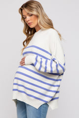 Periwinkle Striped Drop Shoulder Maternity Sweater