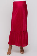 Red Plisse Maternity Maxi Skirt