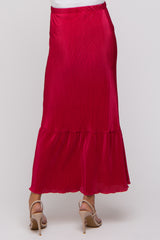 Red Plisse Maternity Maxi Skirt