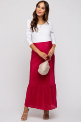 Red Plisse Maternity Maxi Skirt