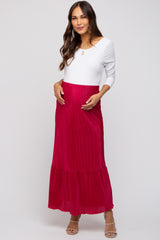 Red Plisse Maternity Maxi Skirt