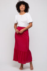 Red Plisse Maxi Skirt