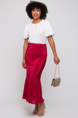 Red Plisse Maxi Skirt