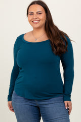 Dark Teal Basic Long Sleeve Plus Maternity Top