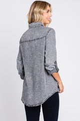 Charcoal Chambray Rolled Cuff Shirt