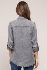 Charcoal Chambray Maternity Rolled Cuff Shirt