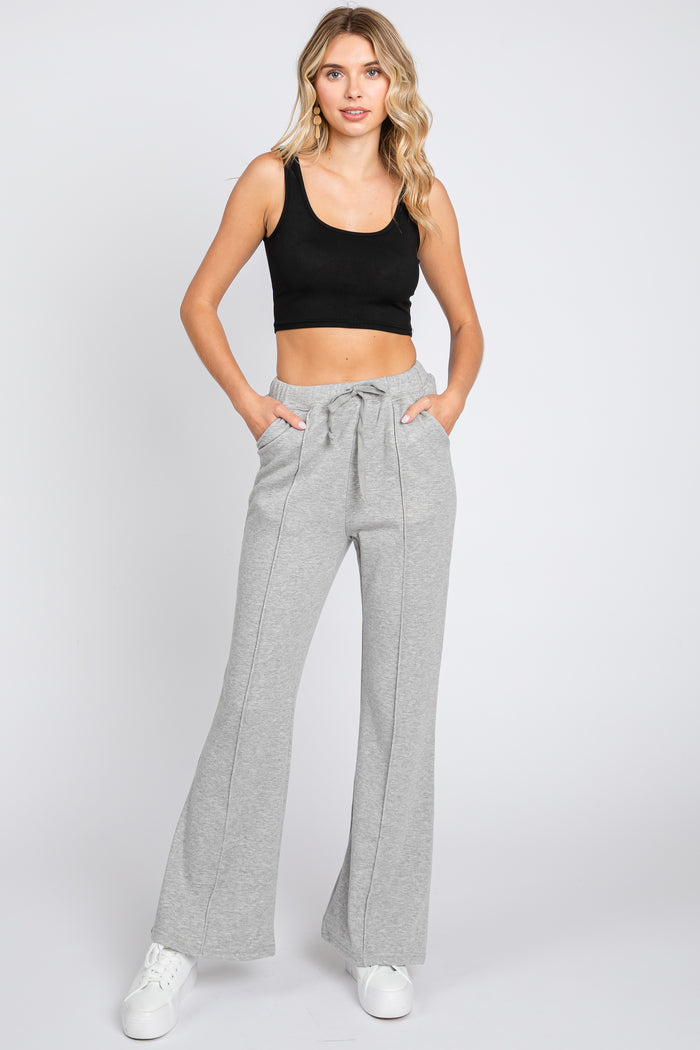Heather Grey Faux Fur Lined Flare Lounge Pants