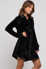 Black Velvet Button Down Dress