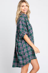 Forest Green Plaid Oversized Mini Dress