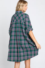 Forest Green Plaid Oversized Mini Dress