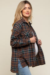 Mocha Plaid Maternity Flannel Top