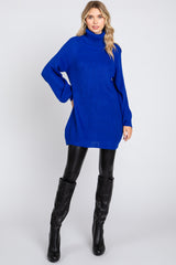 Royal Blue Turtleneck Maternity Sweater Mini Dress