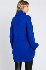 Royal Blue Turtleneck Sweater Mini Dress