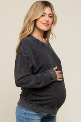 Black Faded Long Sleeve Maternity Top