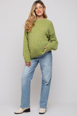 Lime Chunky Loose Knit Maternity Sweater