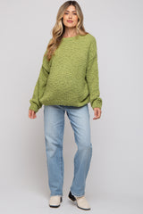 Lime Chunky Loose Knit Maternity Sweater