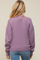 Purple Sequin Knit Mock Neck Maternity Sweater