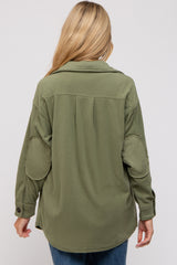 Olive Fleece Double Front Pocket Maternity Jacket