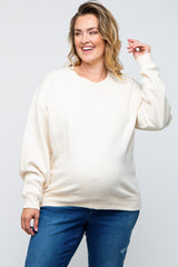 Ivory Soft Knit Fleece Lined Maternity Plus Sweatshirt
