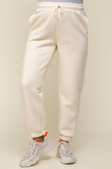 Ivory Basic Fleece Maternity Sweatpants