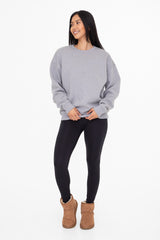 Heather Grey Soft Knit Fleece Lined Sweatshirt