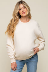 Ivory Soft Knit Fleece Lined Maternity Sweatshirt