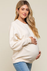 Ivory Soft Knit Fleece Lined Maternity Sweatshirt