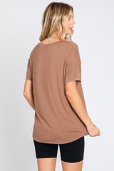 Mocha Scoop Neck Basic Tee