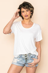 White Scoop Neck Basic Maternity Tee