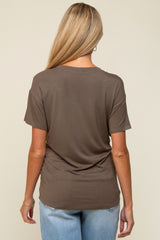 Olive Scoop Neck Basic Maternity Tee