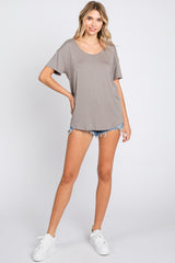 Taupe Scoop Neck Basic Tee