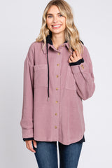 Mauve Soft Hooded Maternity Shacket