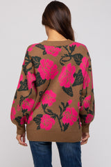 Camel Floral Print Maternity Sweater