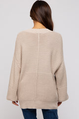 Beige Ribbed Maternity Sweater