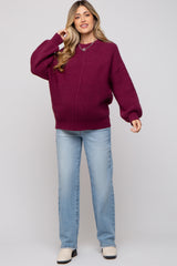 Burgundy Ribbed Maternity Sweater