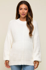 White Ribbed Maternity Sweater