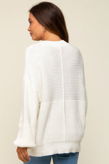 White Ribbed Maternity Sweater