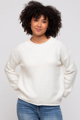 Cream Soft Knit Rolled Hem Maternity Sweater