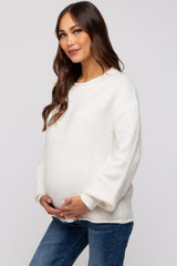 Cream Soft Knit Rolled Hem Maternity Sweater