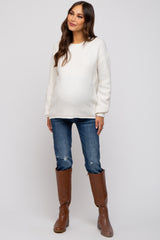 Cream Soft Knit Rolled Hem Maternity Sweater